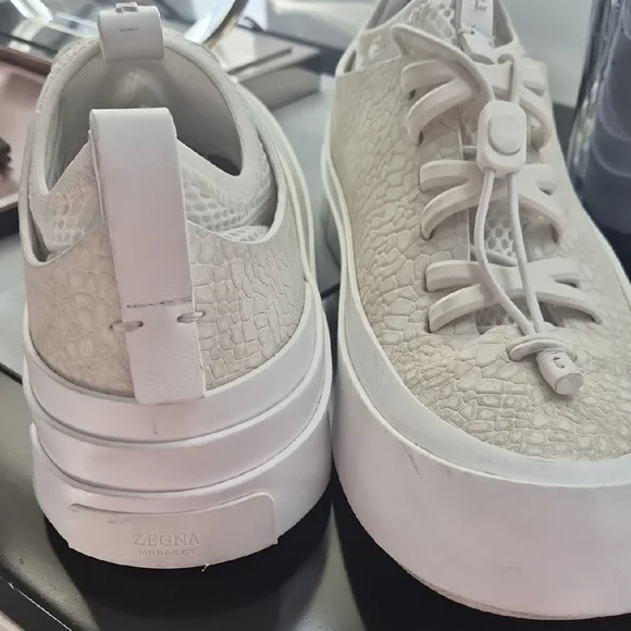Ermenegildo Zegna Cream Textured Sneakers - Picture 5 of 5